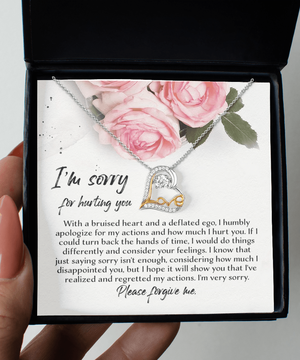 Apology Gift - Sorry, Regretted My Actions - Love Dancing Heart Pendant Necklace - Mallard Moon Gift Shop