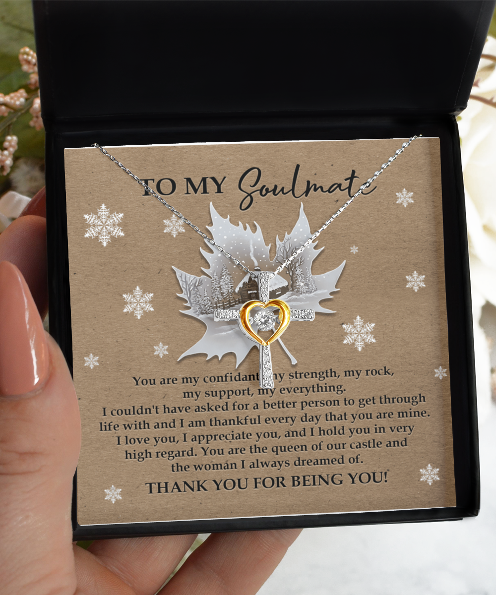 Soulmate, Wife, Girlfriend Romantic Gift - Our Castle - Dancing Cross Pendant Necklace - Mallard Moon Gift Shop