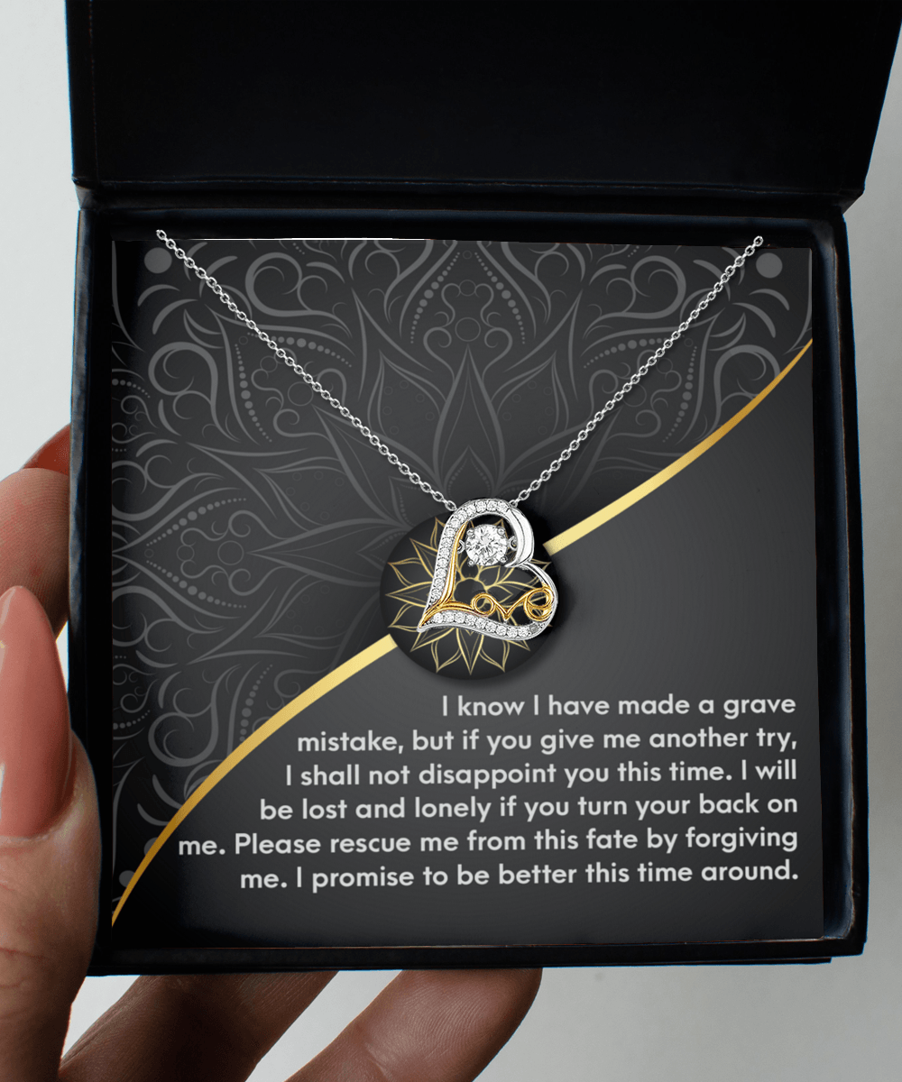 Apology Gift for Girlfriend, Wife, Soulmate - Sorry, Turn Your Back-Love Dancing Heart Pendant Necklace - Mallard Moon Gift Shop