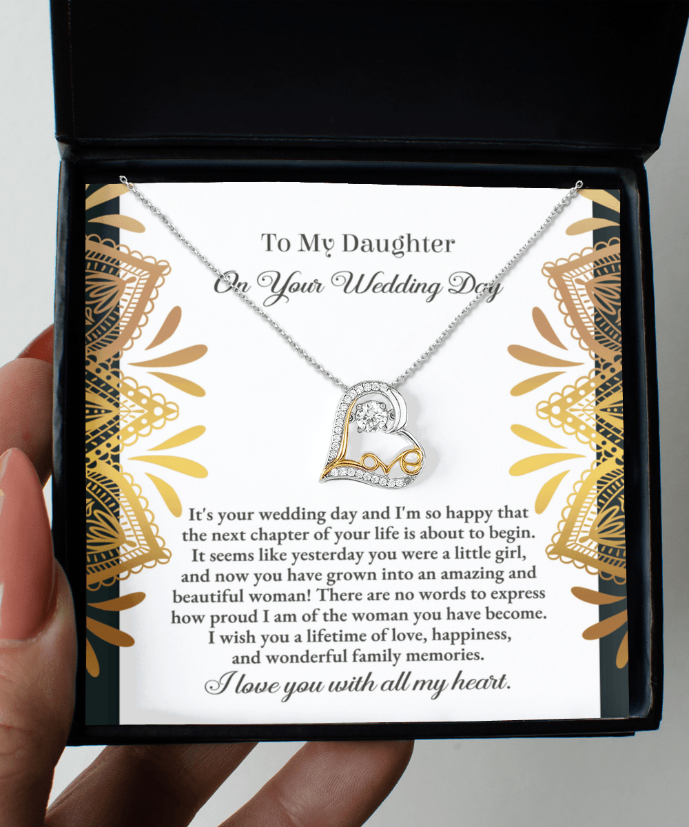 Daughter Wedding Day Gift - A Little Girl - Love Dancing Heart Pendant Necklace - Mallard Moon Gift Shop