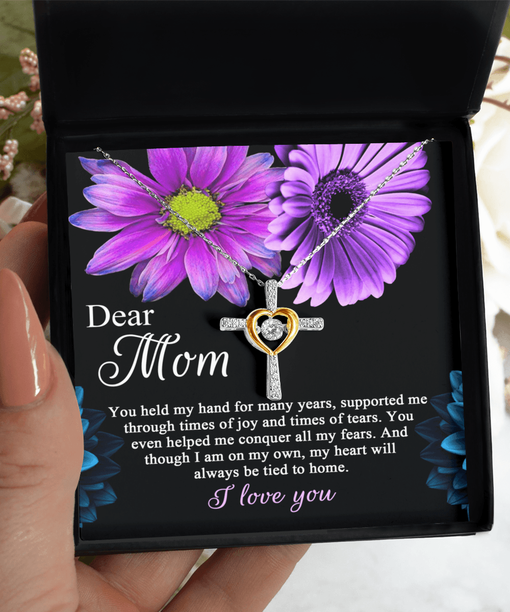 Dear Mom You Held My Hand Through the Years Cross Pendant Necklace - Mallard Moon Gift Shop
