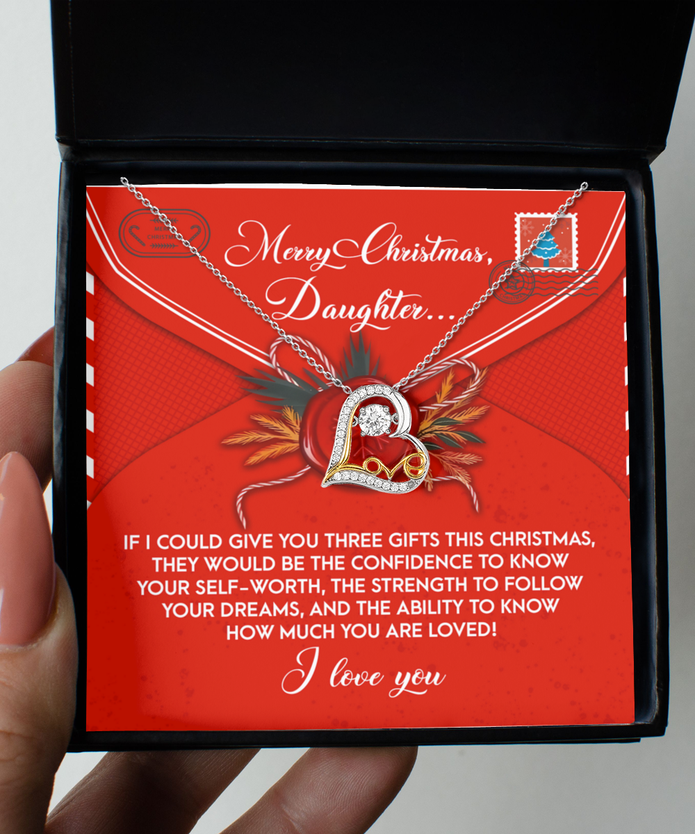 Daughter Christmas Present - This Christmas - Love Dancing Heart Pendant Necklace - Mallard Moon Gift Shop