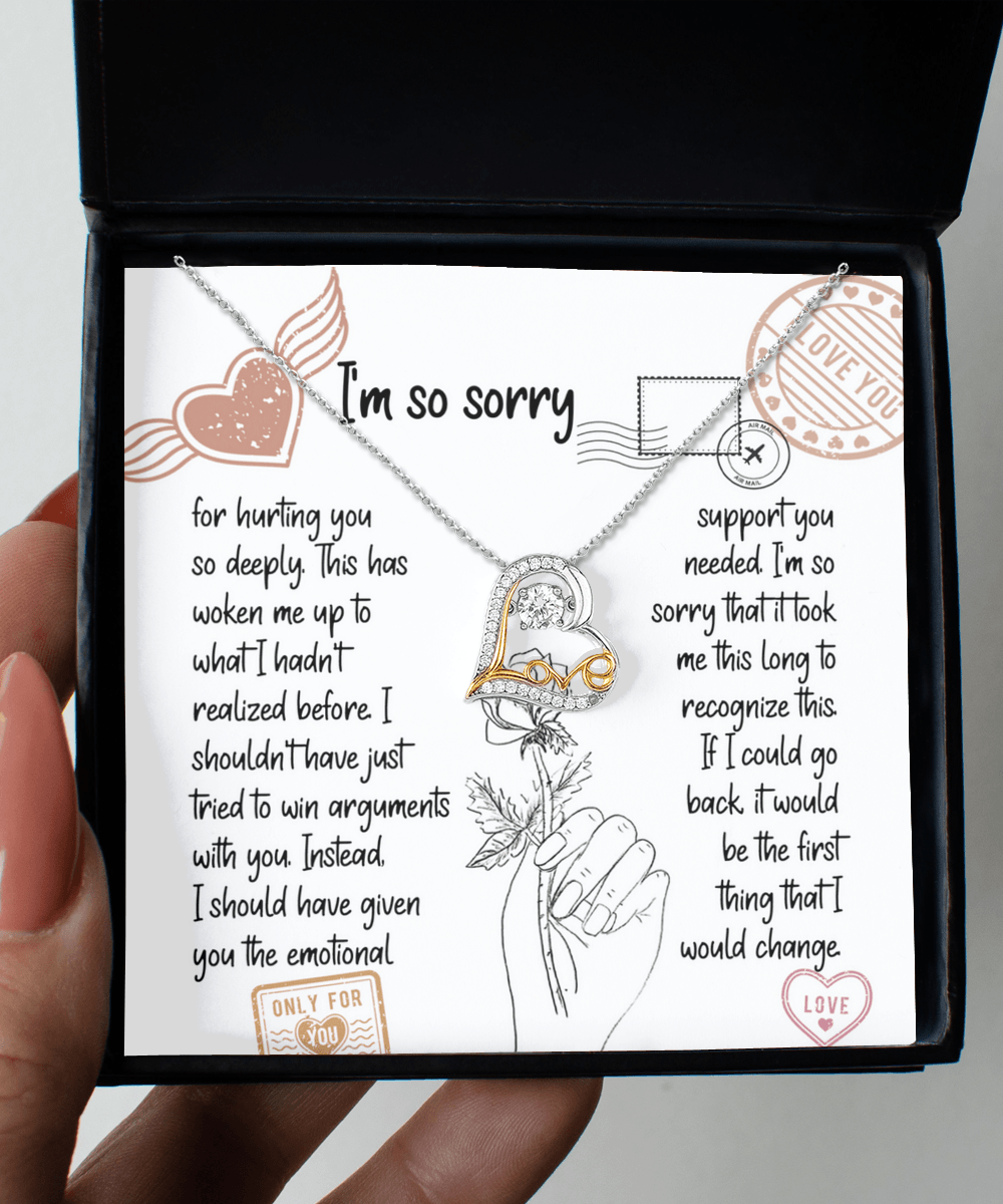 Apology Gift for Girlfriend, Wife, Soulmate, Emotional Support - Love Dancing Heart Pendant Necklace - Mallard Moon Gift Shop
