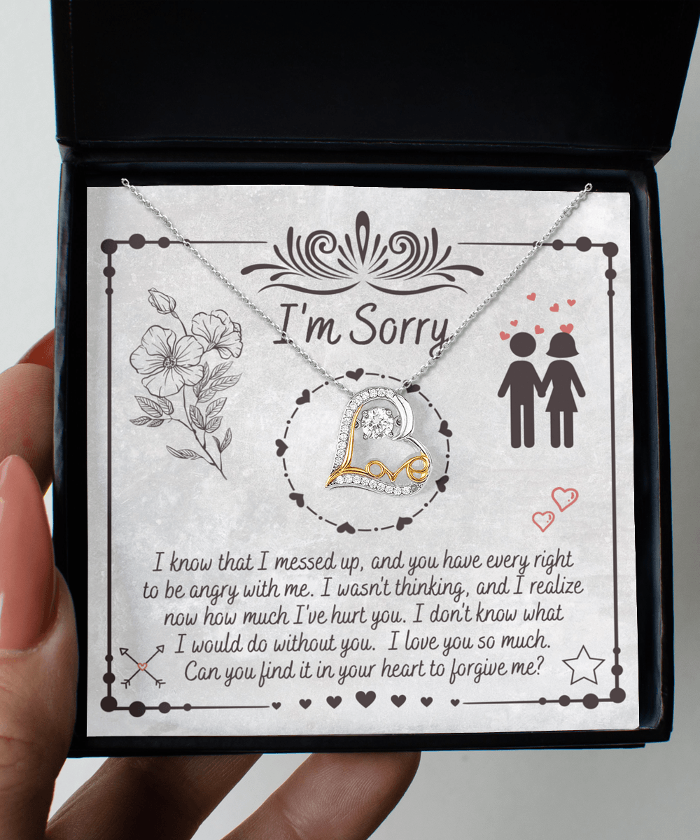 Apology Gift for Girlfriend, Wife, Soulmate - Sorry, I Would Do - Love Dancing Heart Pendant Necklace - Mallard Moon Gift Shop