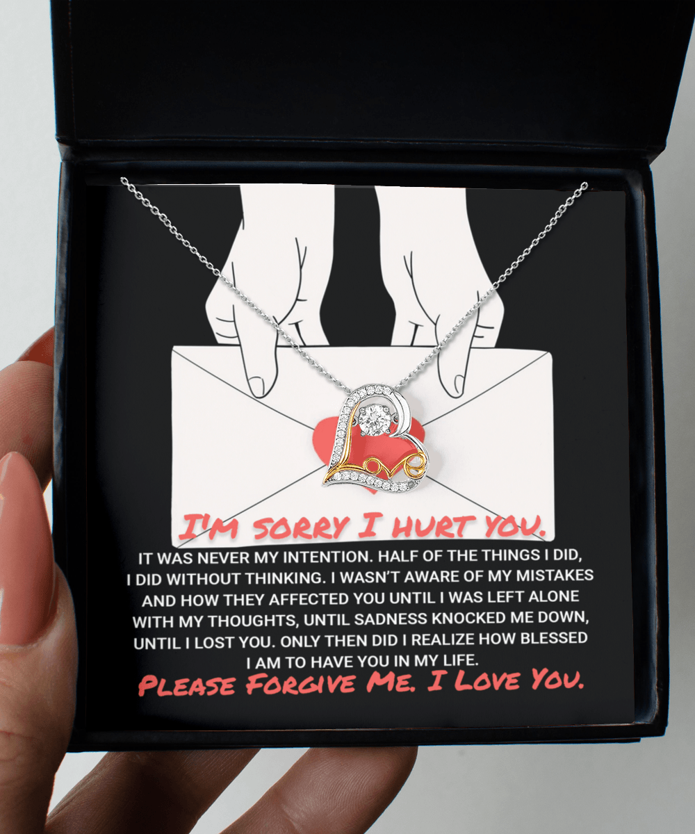 Apology Gift for Girlfriend, Wife, Soulmate - Sorry, Without Thinking - Love Dancing Heart Pendant Necklace - Mallard Moon Gift Shop