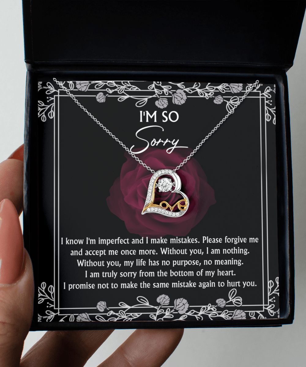 Apology Gift for Girlfriend, Wife, Soulmate - Sorry, I Am Nothing - Love Dancing Heart Pendant Necklace - Mallard Moon Gift Shop