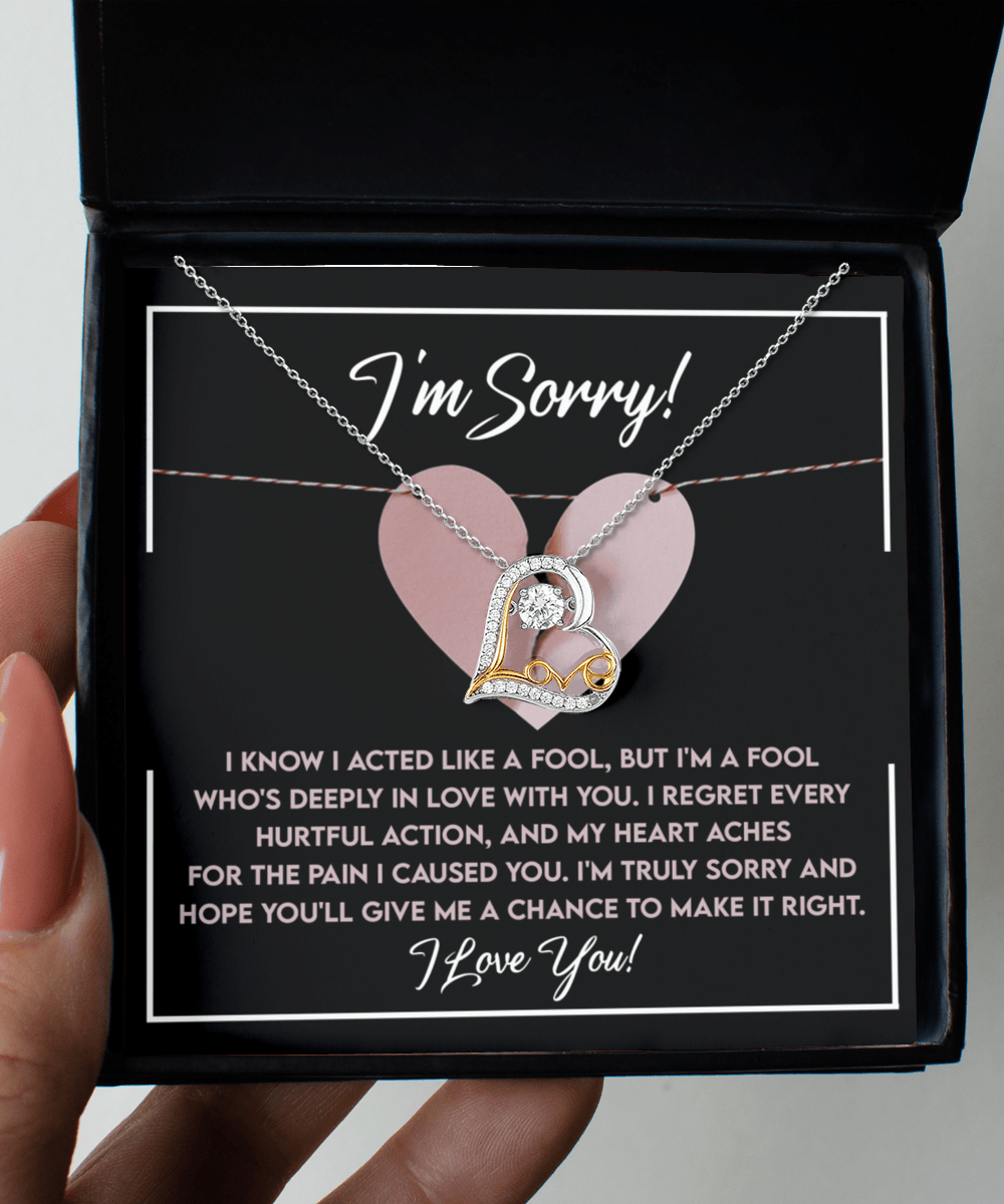 Apology Gift for Girlfriend, Wife, Soulmate - Sorry, Deeply In Love - Love Dancing Heart Pendant Necklace - Mallard Moon Gift Shop
