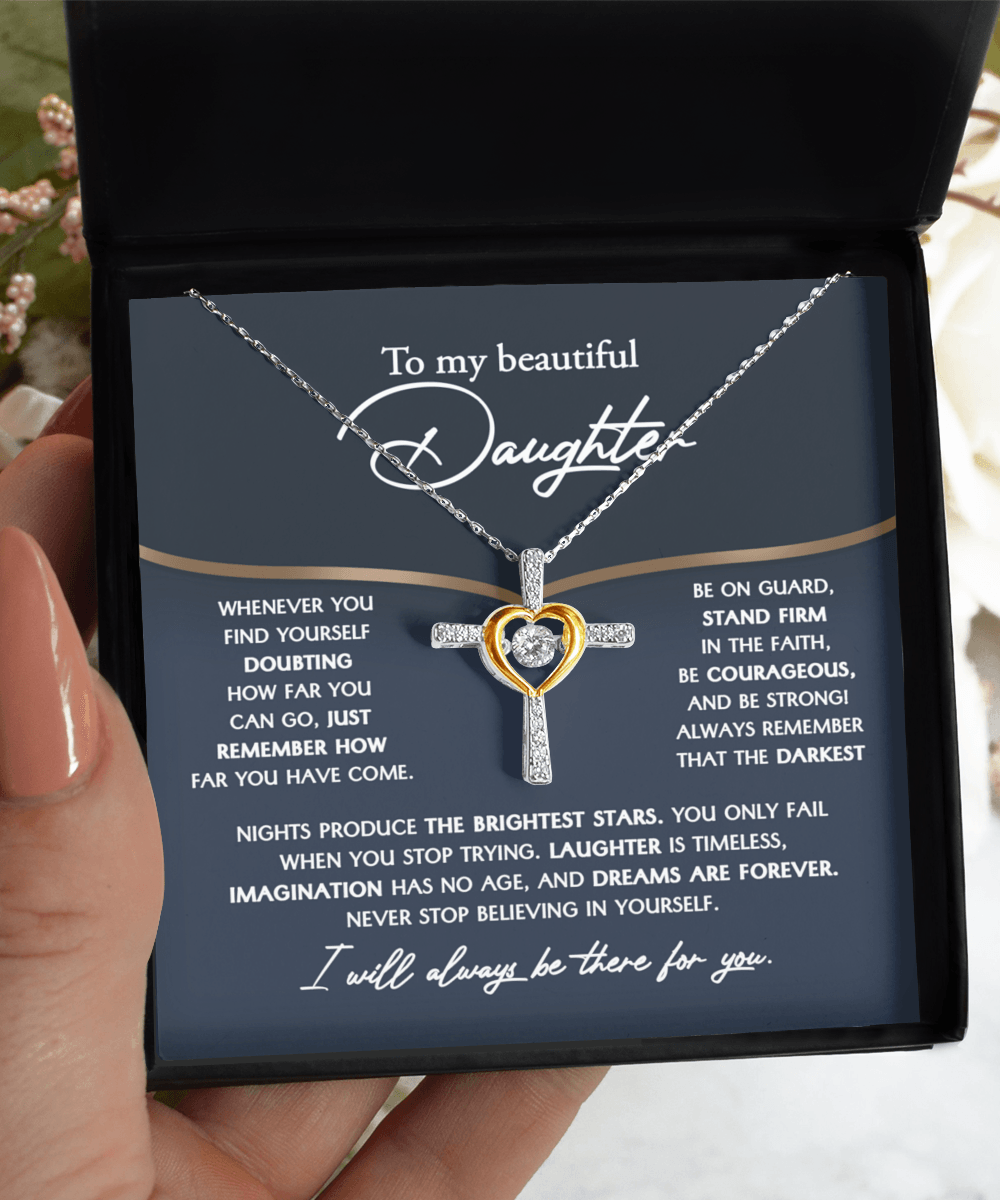 Daughter Gift for Birthday, Graduation, Christmas - Brightest Stars - Cross Pendant Necklace - Mallard Moon Gift Shop
