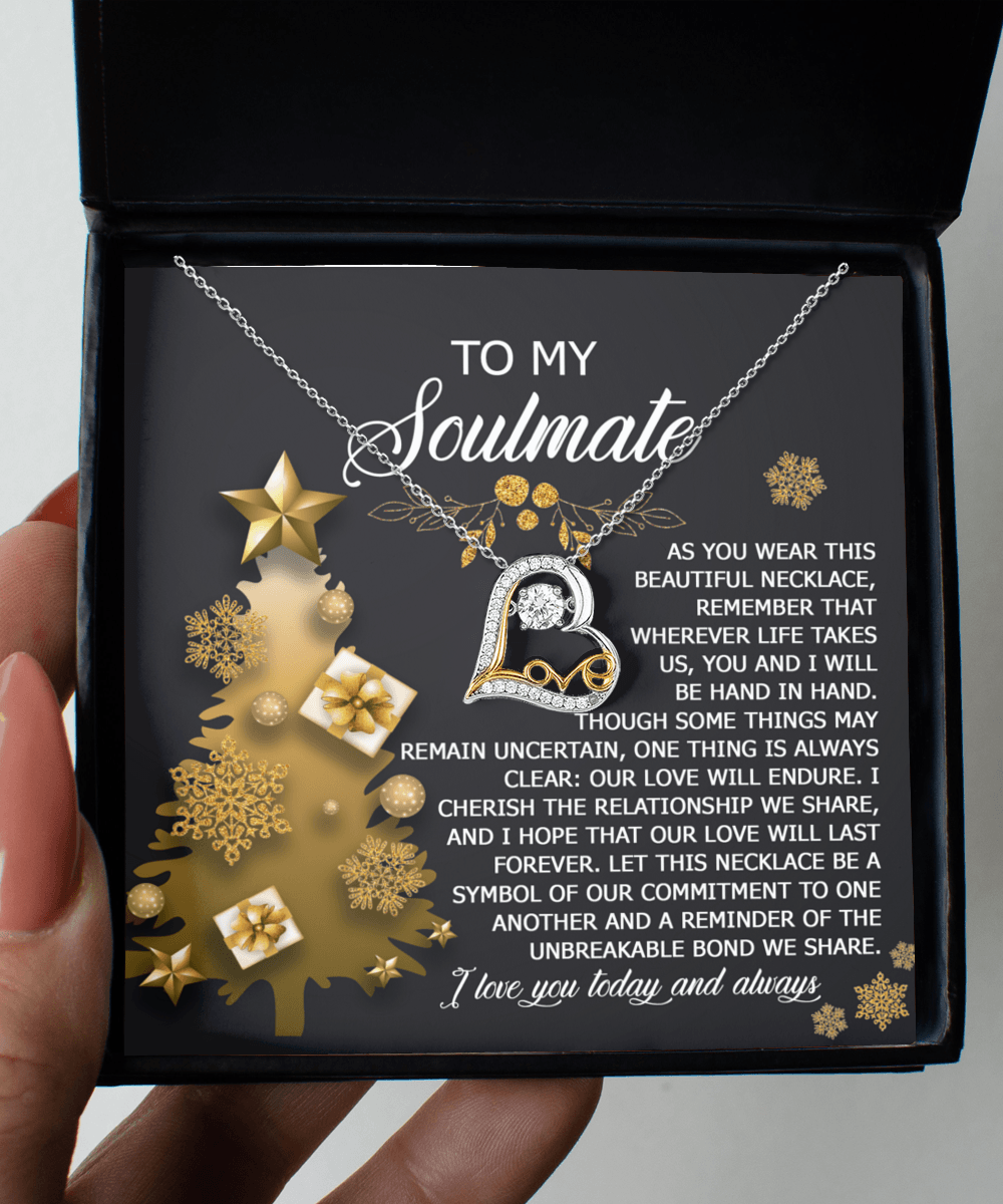 To My Soulmate Our Love Will Last Forever Romantic Christmas Anniversary Heart Pendant Necklace for Wife Girlfriend Jewelry - Mallard Moon Gift Shop
