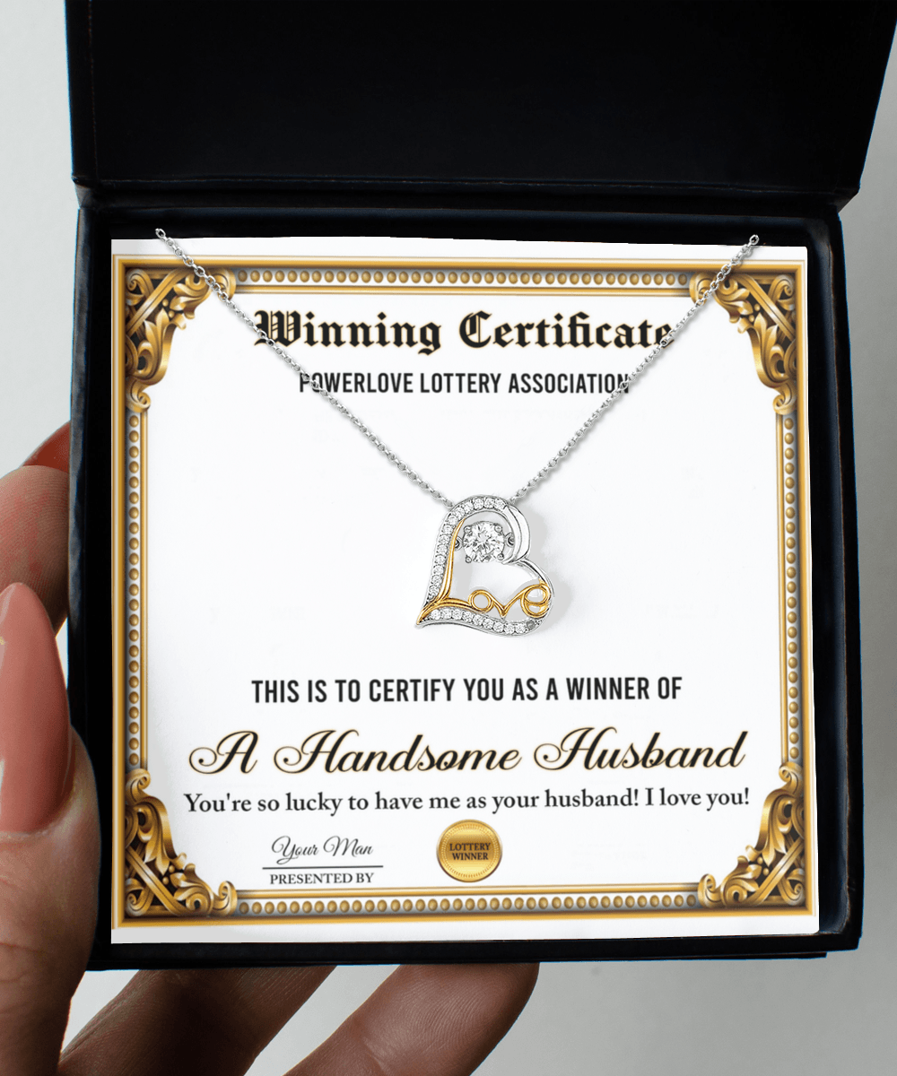Wife Wedding Day, Anniversary, Birthday Gift - Winning Certificate - Love Dancing Heart Pendant Necklace - Mallard Moon Gift Shop