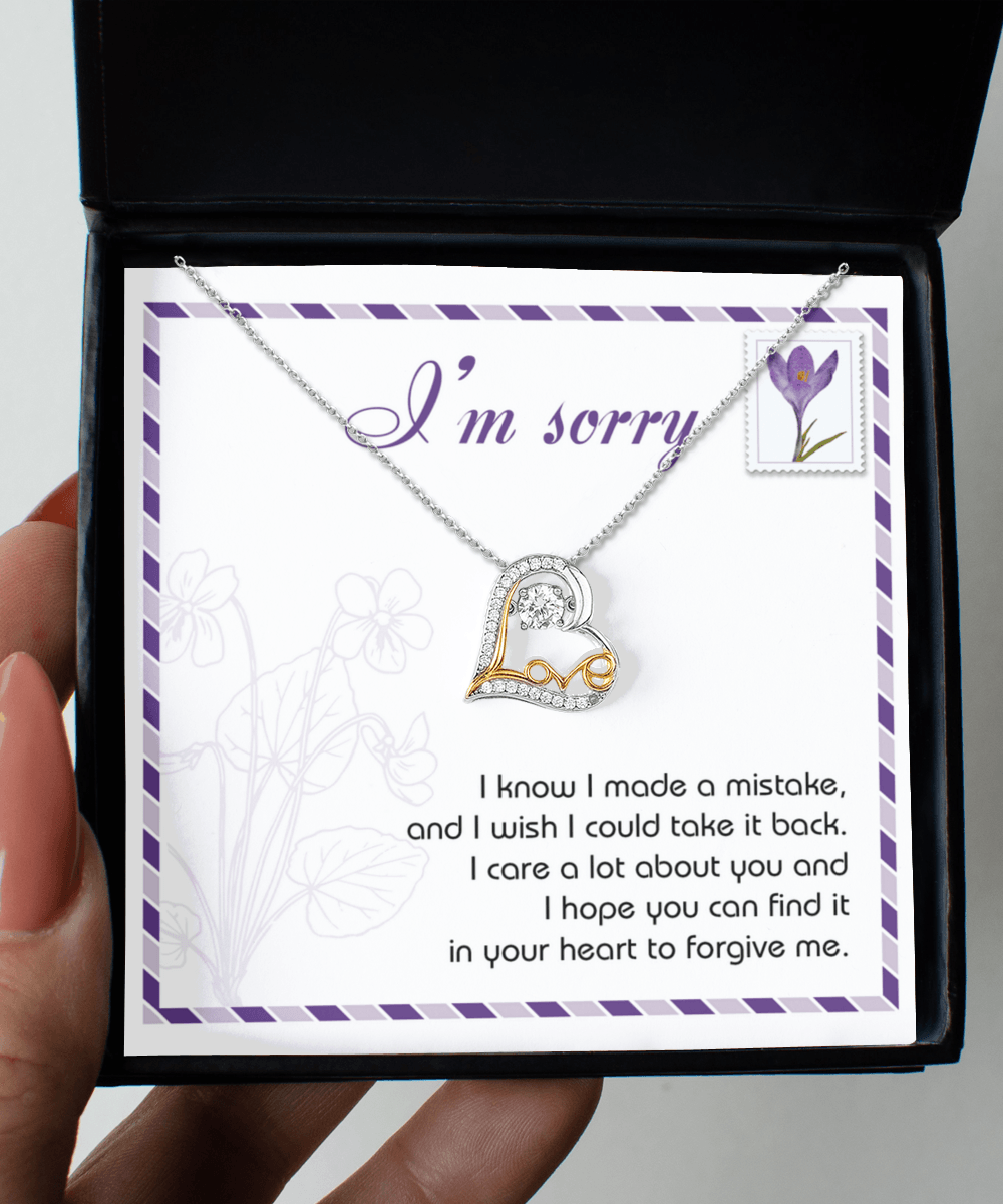 Gift for Girlfriend, Wife - Sorry, Take It Back - Love Heart Pendant Necklace - Mallard Moon Gift Shop