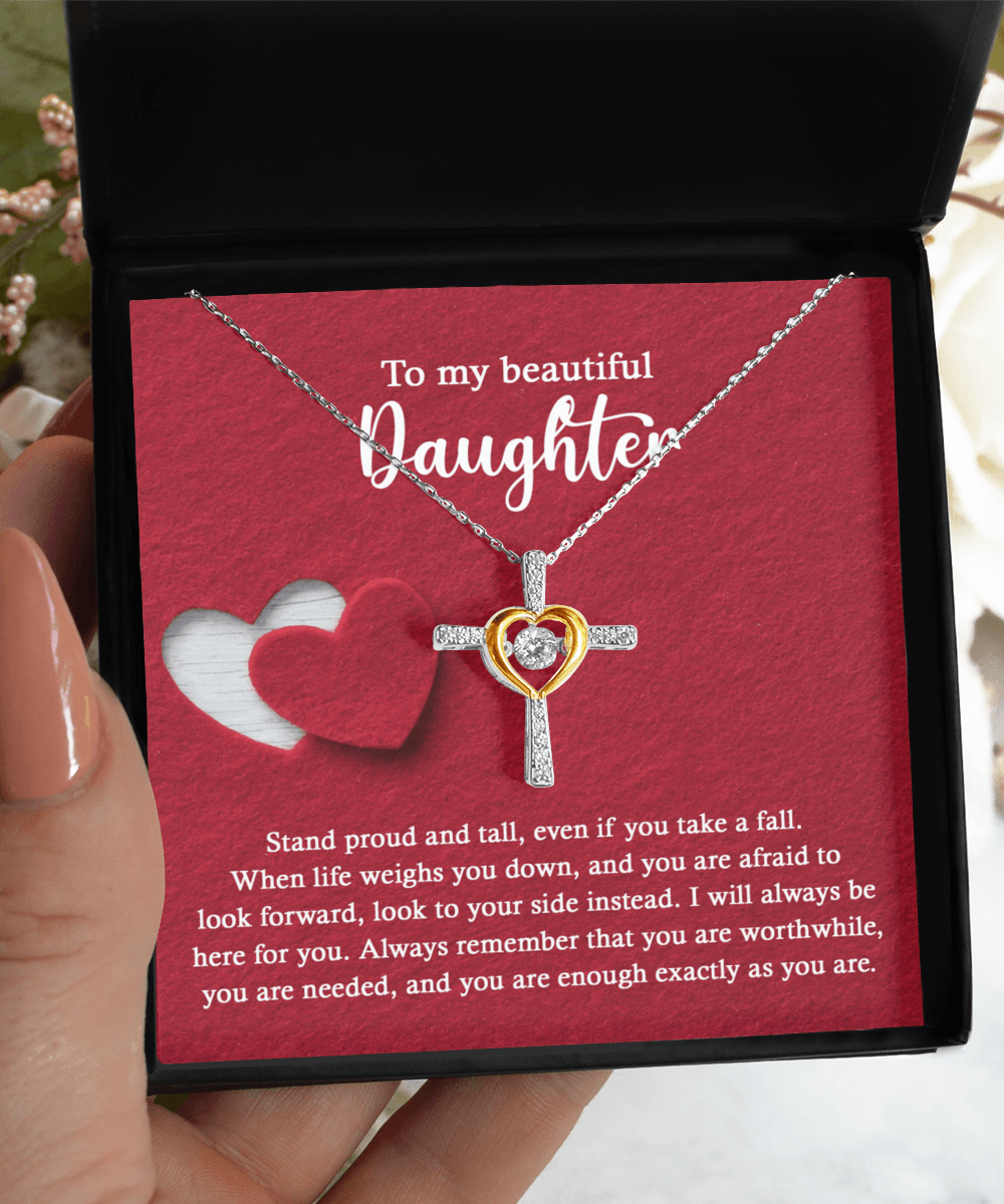 Daughter Inspirational Cross Pendant Necklace Birthday Graduation Wedding Holiday Gift - Mallard Moon Gift Shop