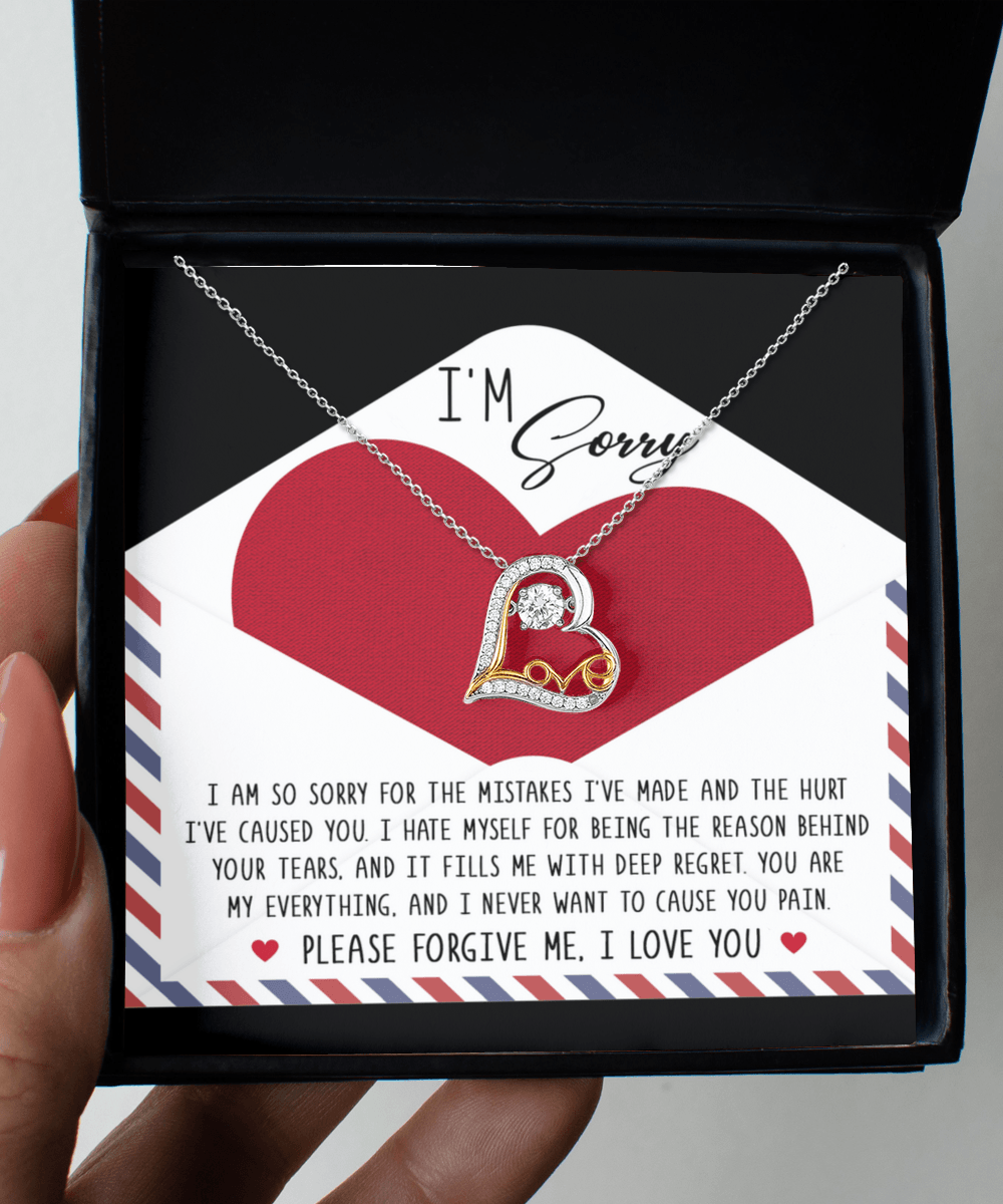 Apology Gift for Girlfriend, Wife, Soulmate - Sorry, Behind Your Tears - Love Dancing Heart Pendant Necklace - Mallard Moon Gift Shop