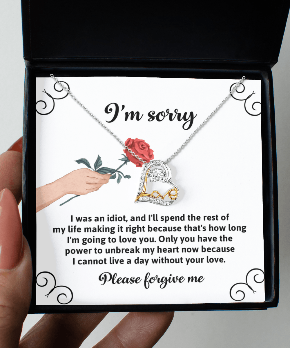 Apology Gift for Girlfriend, Wife, Soulmate - Sorry, Making It Right - Love Heart Pendant Necklace - Mallard Moon Gift Shop
