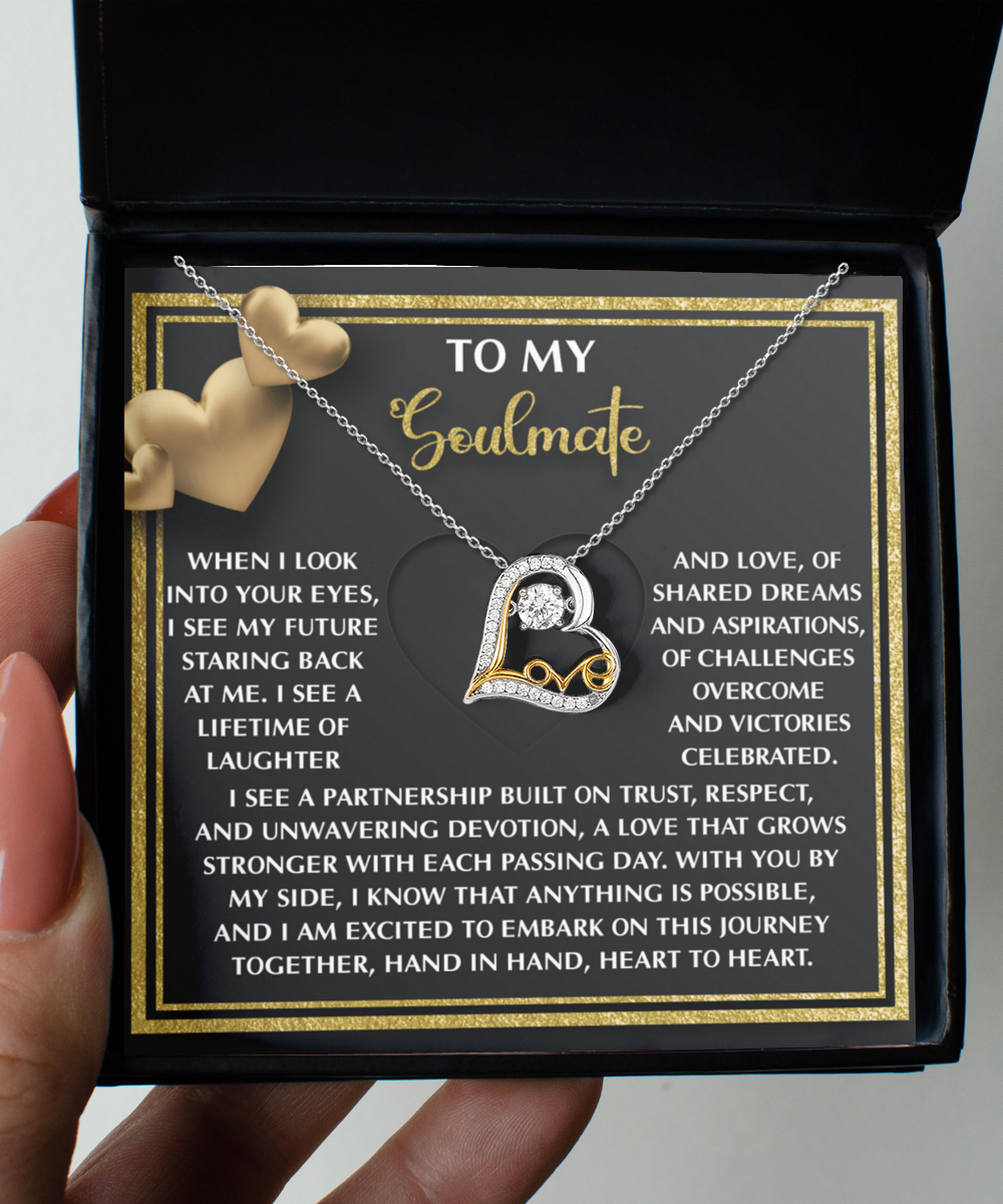 To My Soulmate - Love Dancing Heart Necklace – A Meaningful Valentine’s Gift Celebrating Trust, Devotion, and Shared Dreams - Mallard Moon Gift Shop