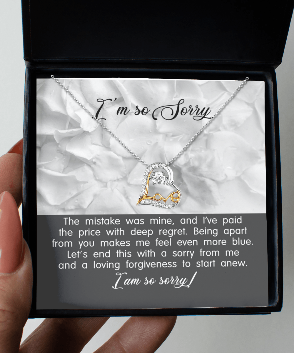 Apology Gift for Girlfriend, Wife, Soulmate - Sorry, With Deep Regret - Love Dancing Heart Pendant Necklace - Mallard Moon Gift Shop