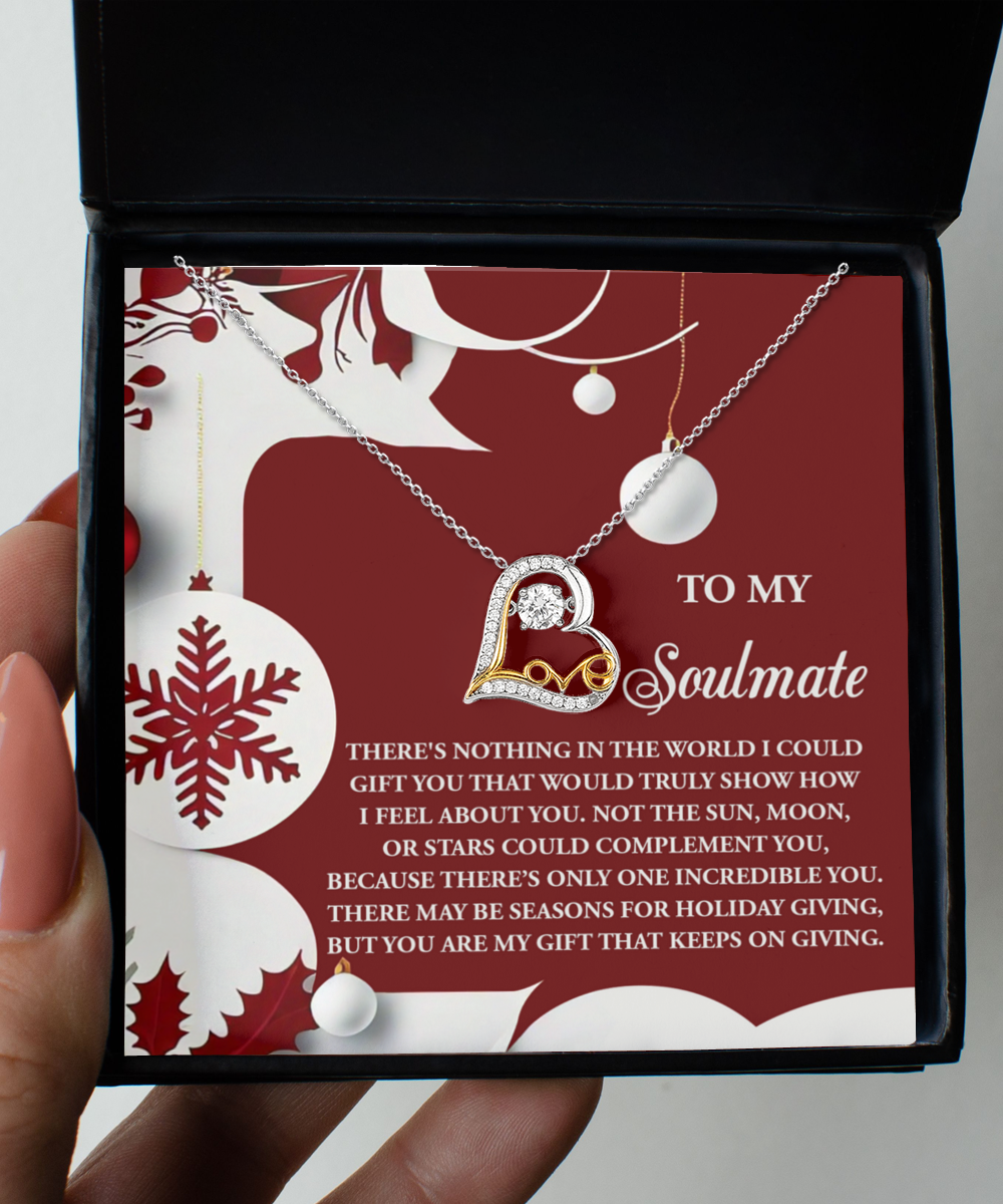 Gift for Soulmate, Girlfriend, Wife - Holiday Giving -Love Dancing Heart Pendant Necklace V - Mallard Moon Gift Shop