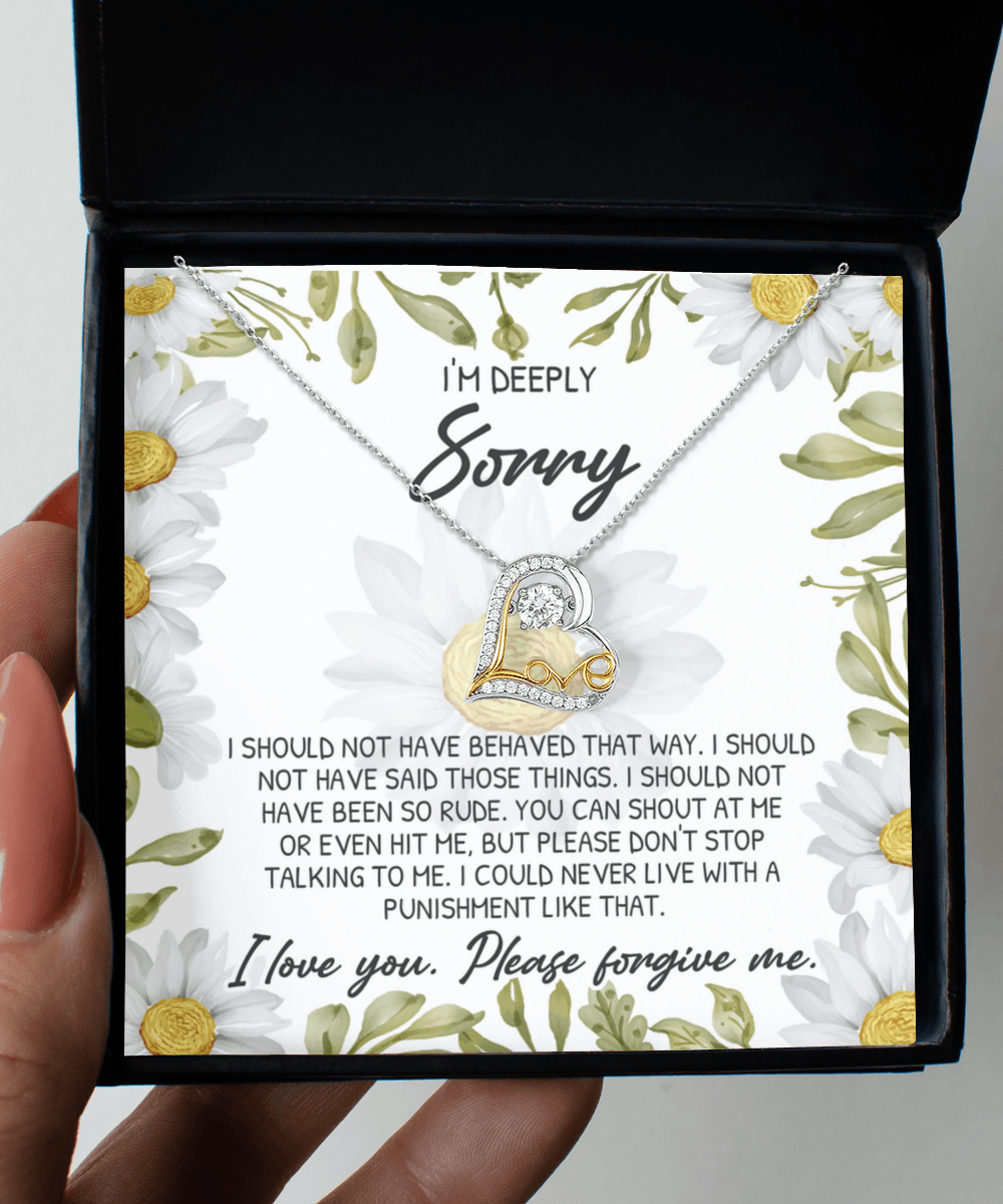 Apology Gift for Girlfriend, Wife, Soulmate - Sorry, Please Don't Stop Talking to Me - Love Dancing Heart Pendant Necklace - Mallard Moon Gift Shop