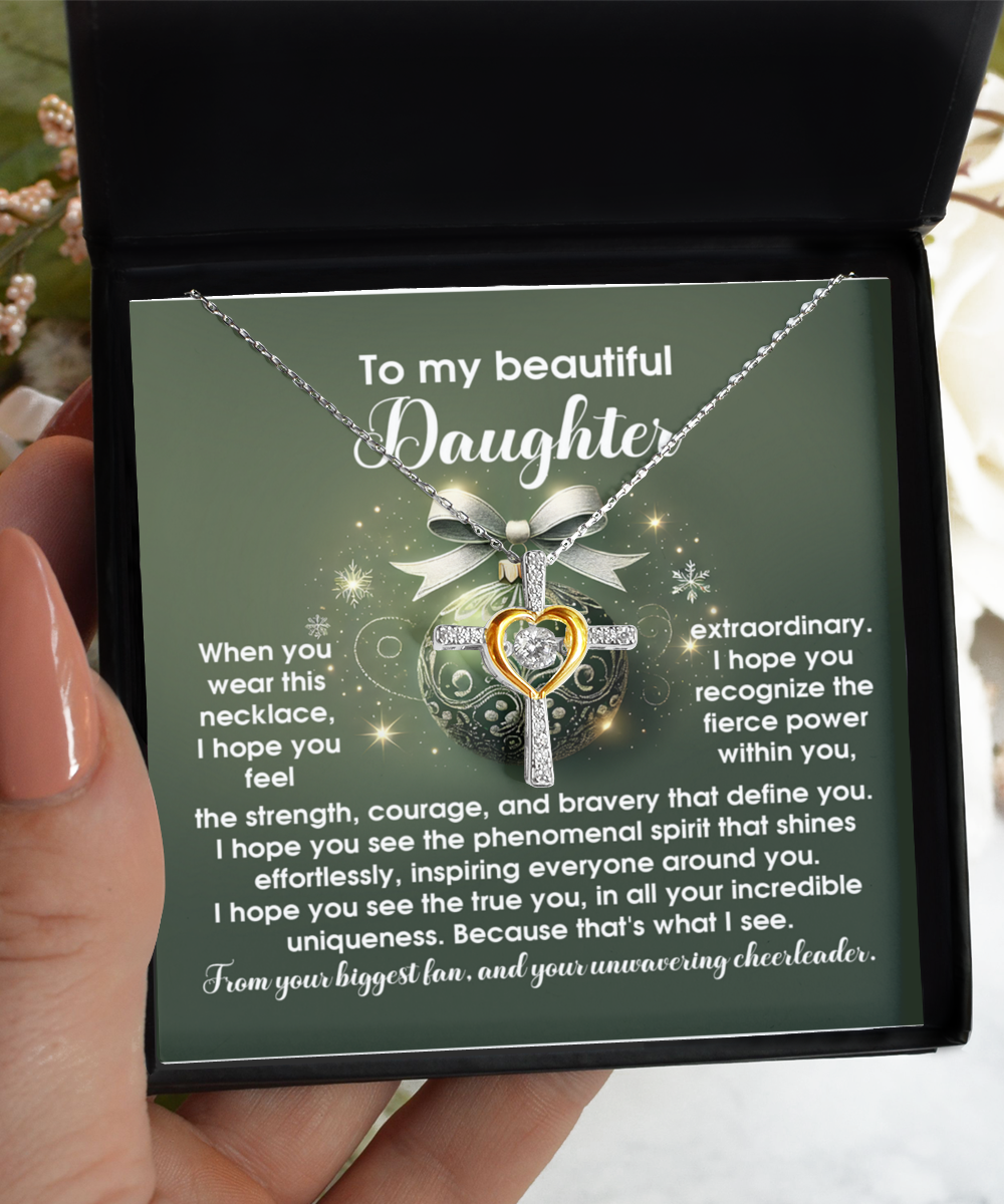 Daughter Heartfelt Gift- Incredible Uniqueness -Dancing Cross Pendant Necklace - Mallard Moon Gift Shop