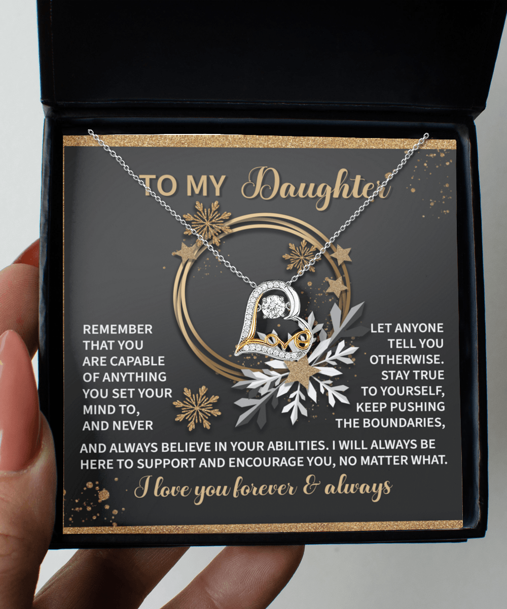 To My Daughter - Set Your Mind Love Dancing Heart Pendant Necklace - Mallard Moon Gift Shop
