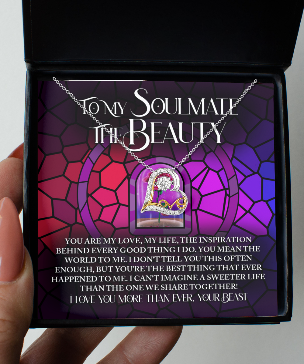 To My Soulmate: The Beauty - Love Dancing Heart Necklace – A Romantic Gift Inspired by Timeless Love and Devotion - Mallard Moon Gift Shop
