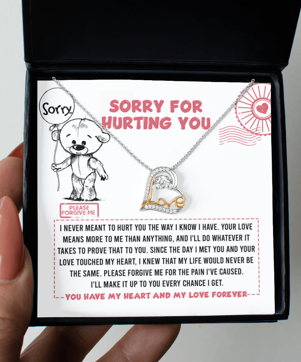 Apology Gift for Girlfriend, Wife, Soulmate - Sorry, Every Chance - Love Dancing Heart Pendant Necklace - Mallard Moon Gift Shop