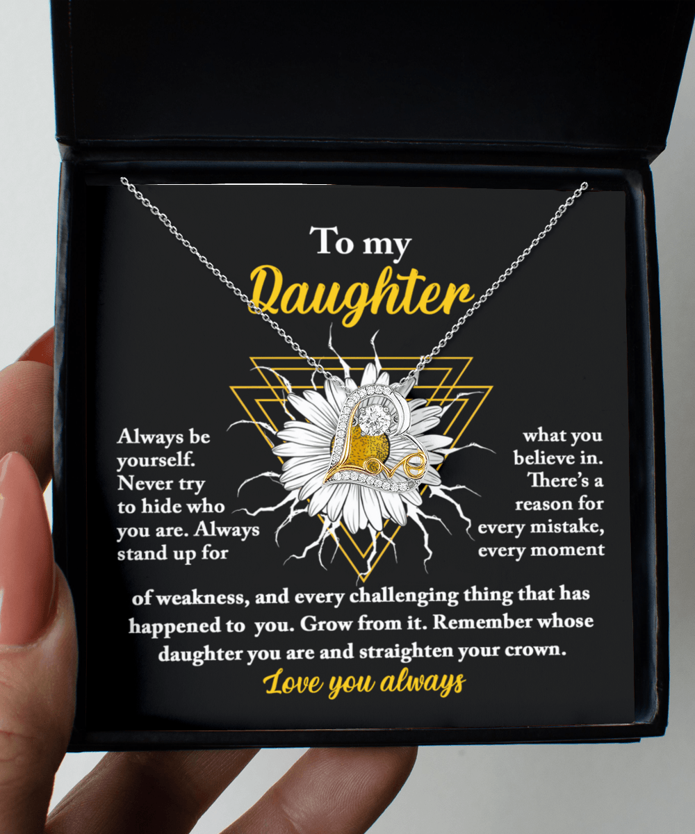 Daughter Gift for Birthday, Christmas Graduation - Be Yourself - Love Dancing Heart Pendant Necklace - Mallard Moon Gift Shop