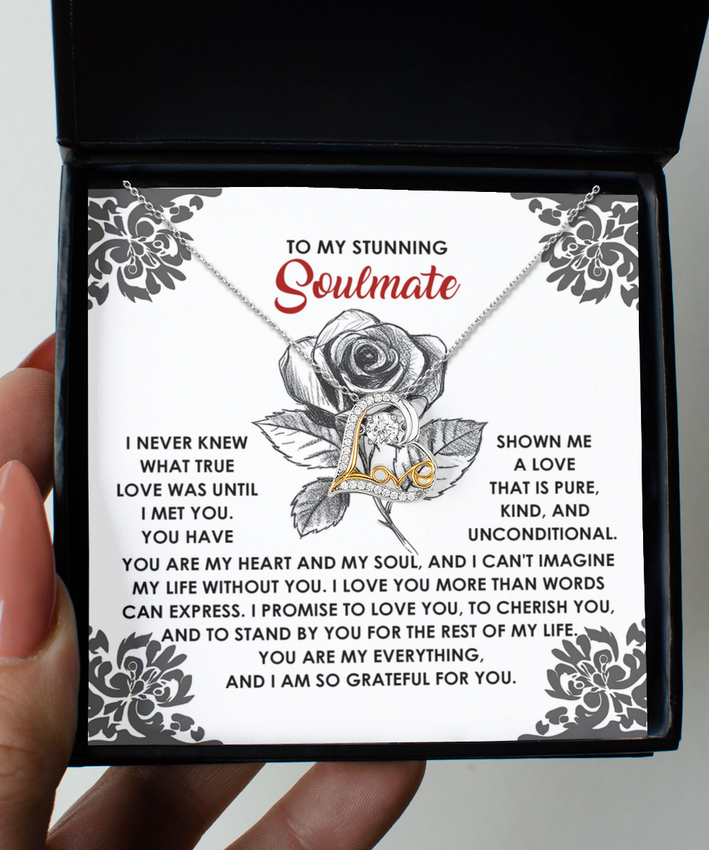 To My Stunning Soulmate - Love Dancing Heart Necklace – A Romantic Gift to Cherish and Celebrate Unconditional Love - Mallard Moon Gift Shop