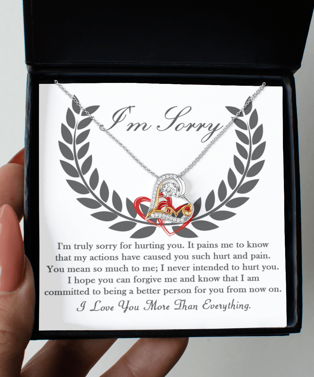 Apology Gift for Girlfriend, Wife, Soulmate - Sorry, From Now On - Love Dancing Heart Pendant Necklace - Mallard Moon Gift Shop