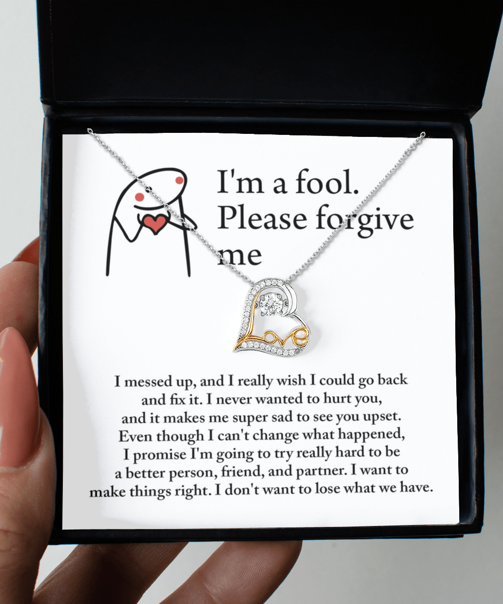 Apology Gift for Girlfriend, Wife, Soulmate - Sorry, Make Things Right - Love Heart Pendant Necklace - Mallard Moon Gift Shop