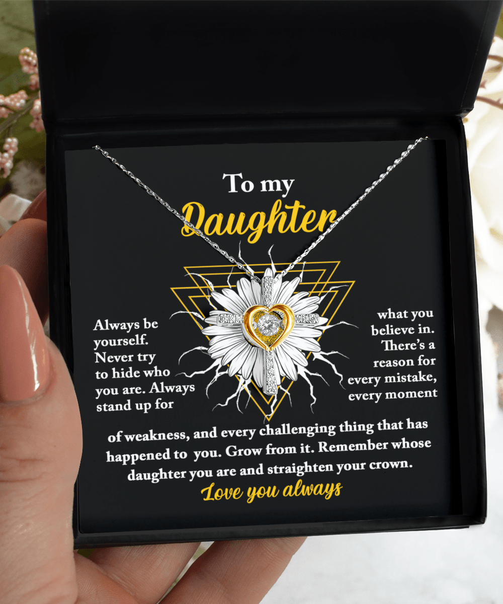 Daughter Gift for Birthday, Christmas Graduation - Be Yourself - Love Dancing Cross Pendant Necklace - Mallard Moon Gift Shop