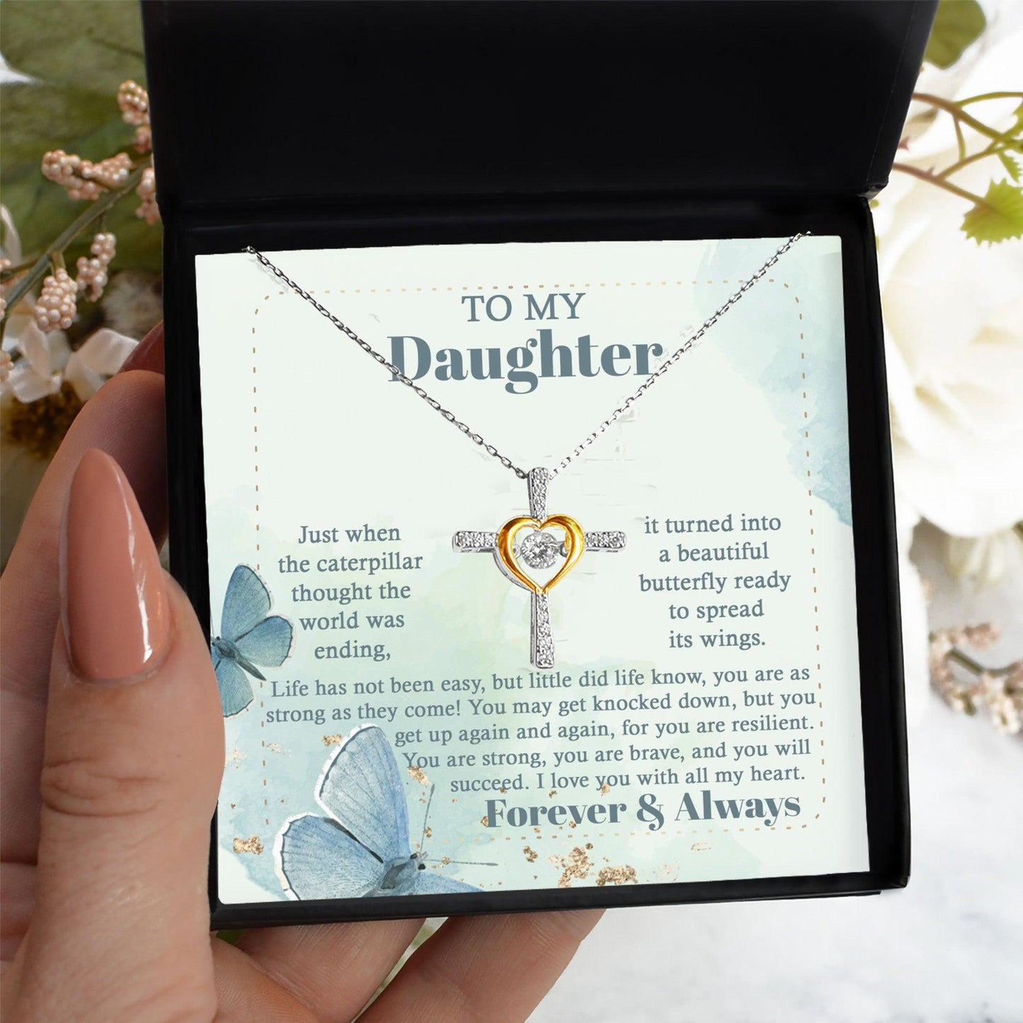 Daughter Gift for Birthday, Christmas, Graduation - Beautiful Butterfly- Cross Pendant Necklace - Mallard Moon Gift Shop