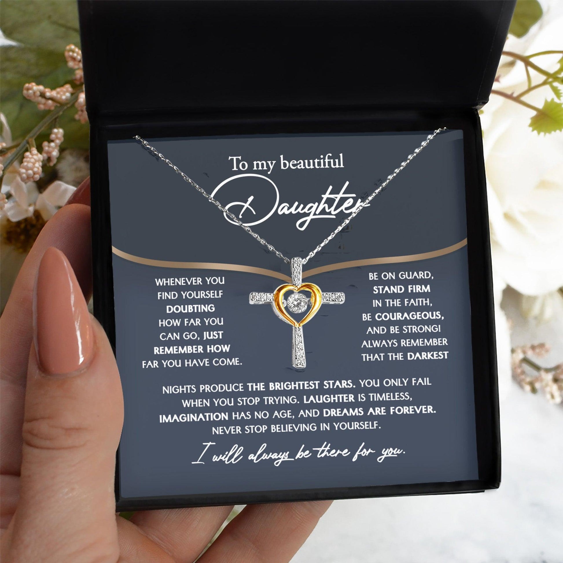 Daughter Gift for Birthday, Graduation, Christmas - Brightest Stars - Cross Pendant Necklace - Mallard Moon Gift Shop