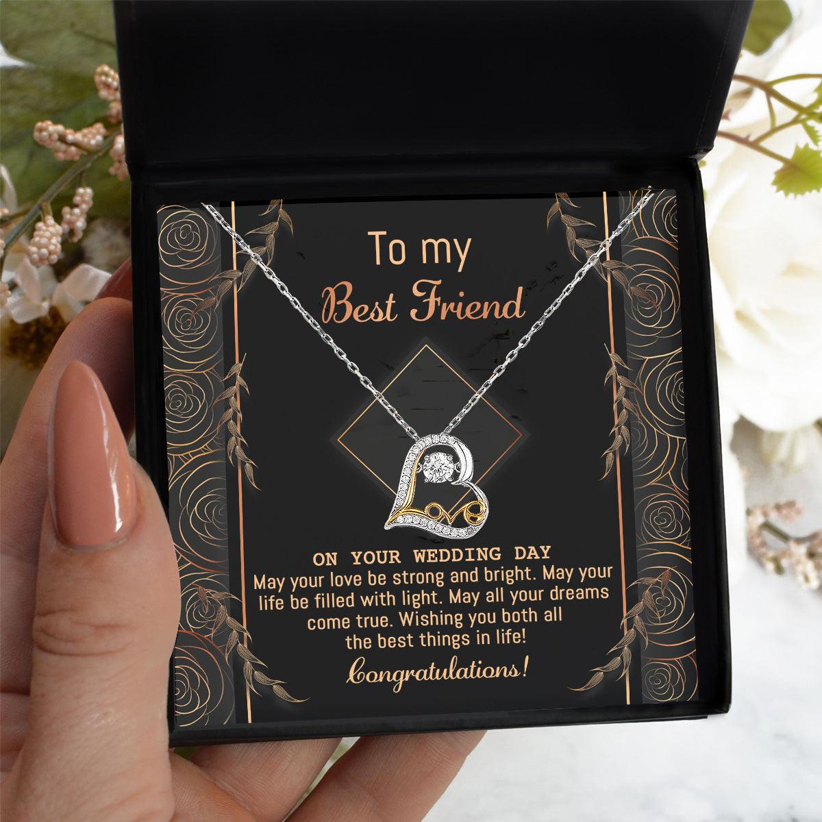Gift for Best Friend Wedding - Strong And Bright - Wedding Day Gift Love Dancing Heart Pendant Necklace - Mallard Moon Gift Shop