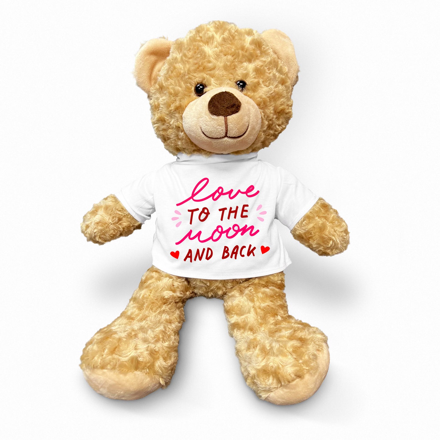 Love You to the Moon and Back - Plush Lamb, Panda, or Teddy Bear with Tee Shirt Romantic Gift for Sweetheart - Mallard Moon Gift Shop