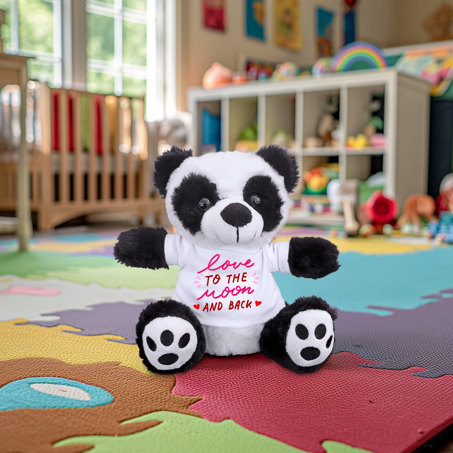 Love You to the Moon and Back - Plush Lamb, Panda, or Teddy Bear with Tee Shirt Romantic Gift for Sweetheart - Mallard Moon Gift Shop