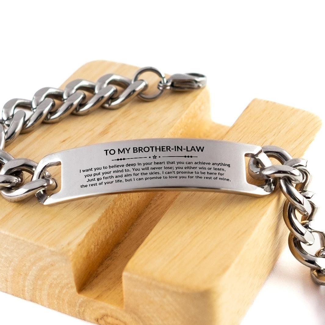 Motivational Brother-in-law Cuban Chain Stainless Steel Bracelet, Brother In Law I can promise to love you for the rest of mine, Christmas, Birthday Jewelry Gift - Mallard Moon Gift Shop