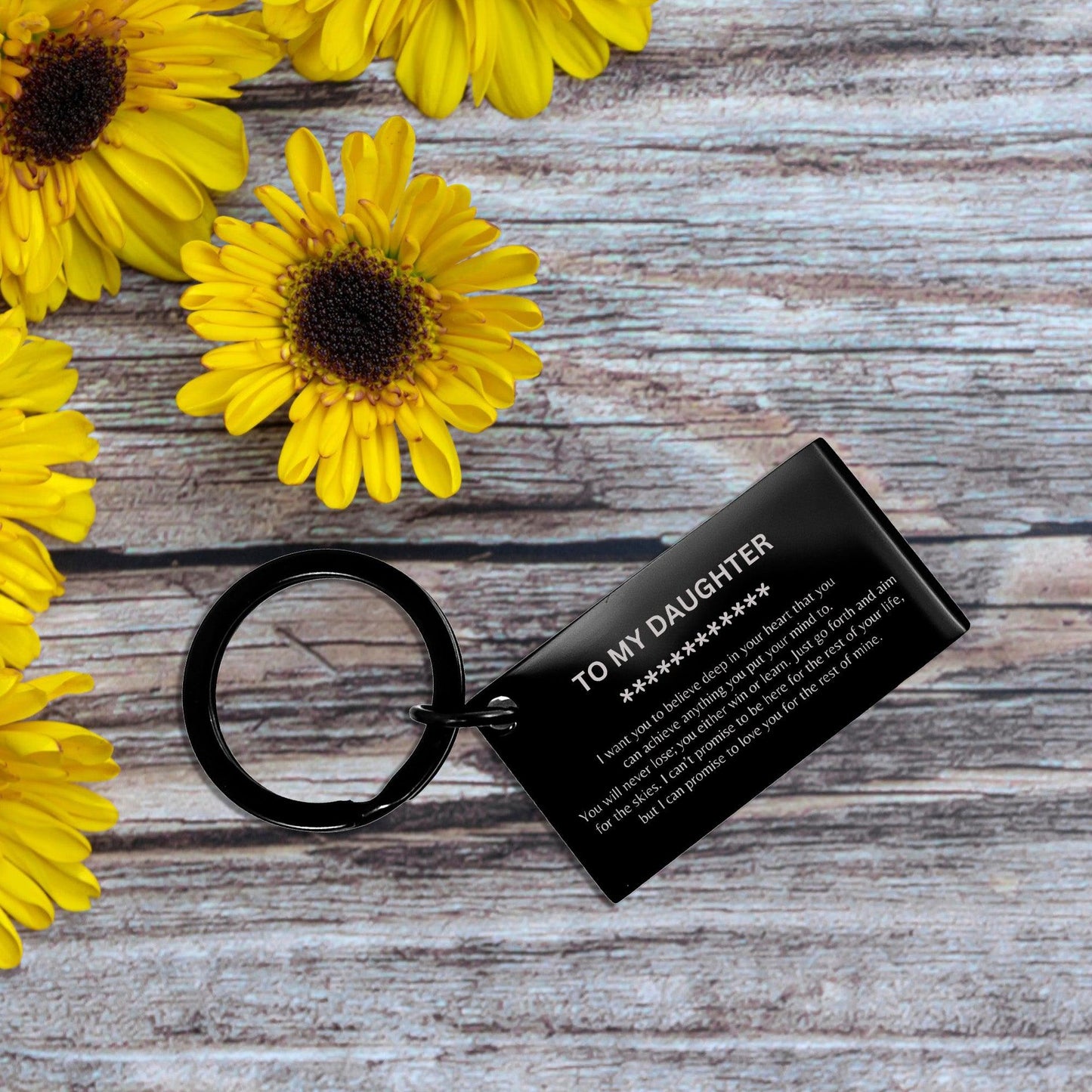 Motivational Daughter Engraved Black Keychain - I can promise to love you for the rest of my life, Birthday, Christmas Holiday Jewelry Gif - Mallard Moon Gift Shop