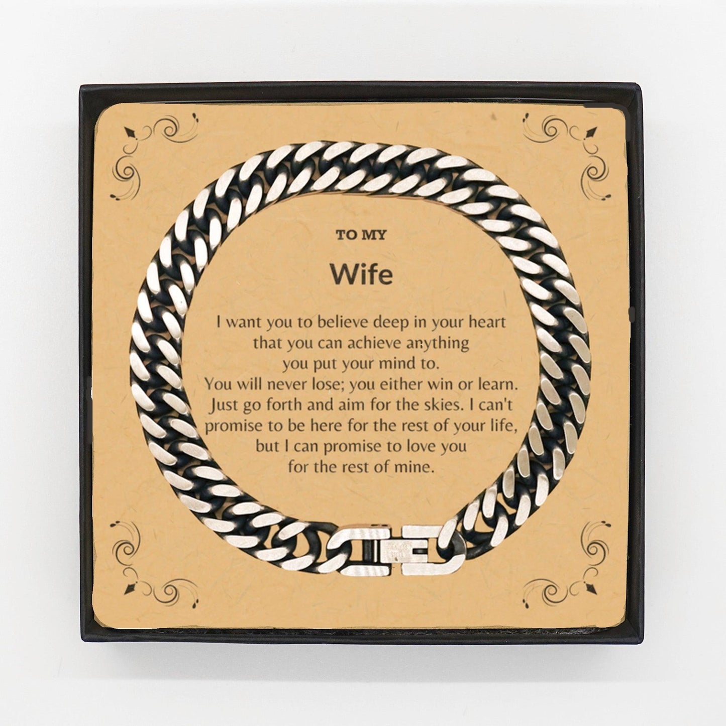 Motivational Wife Cuban Link Chain Bracelet, I can promise to love you for the rest of my life, Birthday, Christmas Holiday Jewelry Gift - Mallard Moon Gift Shop