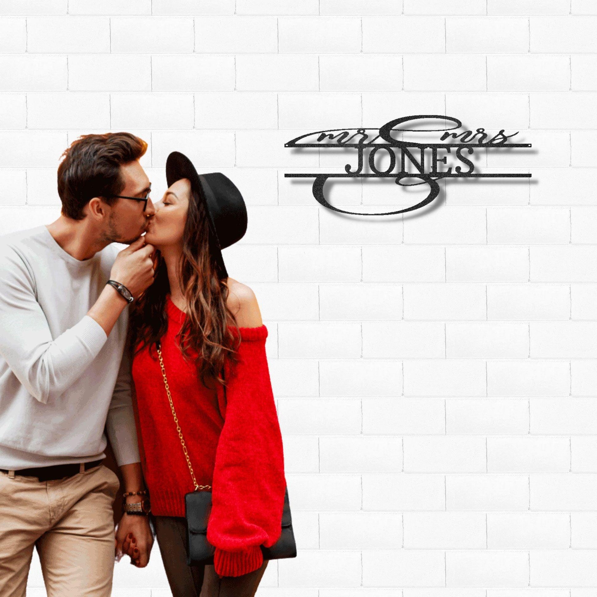 Mr And Mrs Couples Personalized Name Metal Art Wall Sign - Mallard Moon Gift Shop