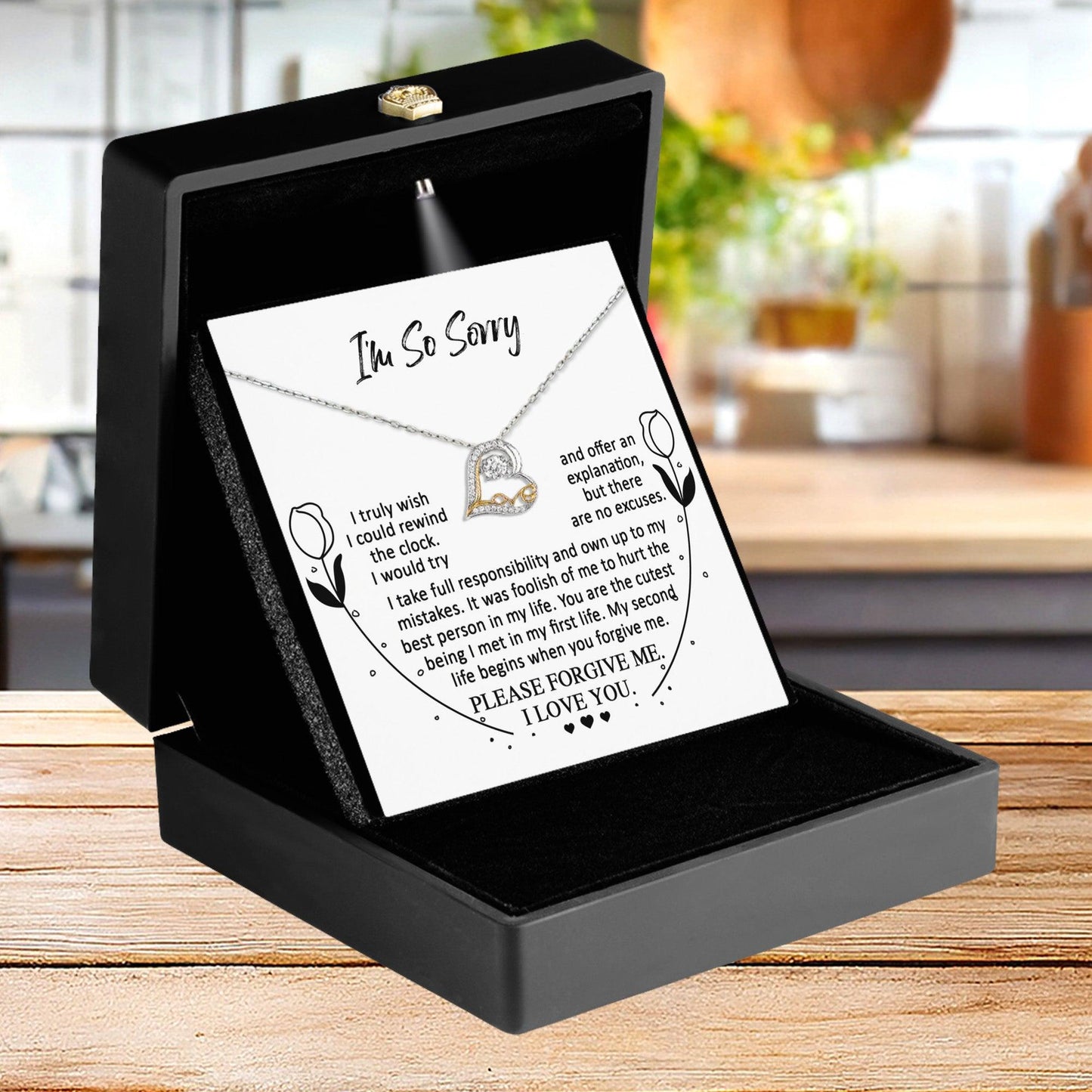 Apology Gift for Girlfriend, Wife, Soulmate - Sorry, My First Life - Love Dancing Heart Pendant Necklace - Mallard Moon Gift Shop