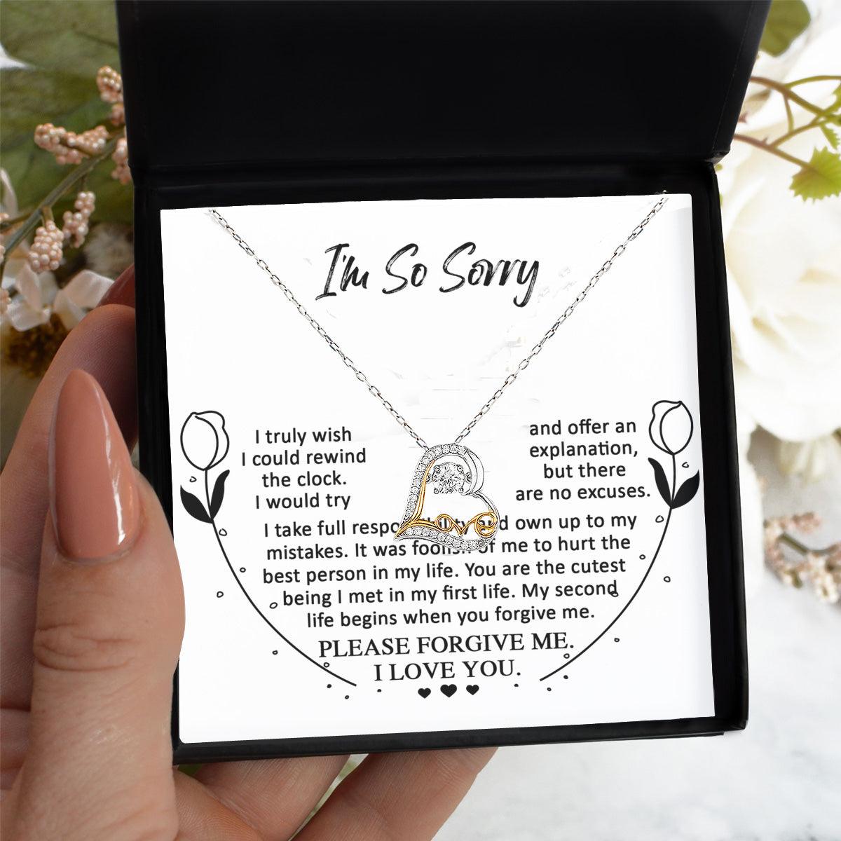 Apology Gift for Girlfriend, Wife, Soulmate - Sorry, My First Life - Love Dancing Heart Pendant Necklace - Mallard Moon Gift Shop