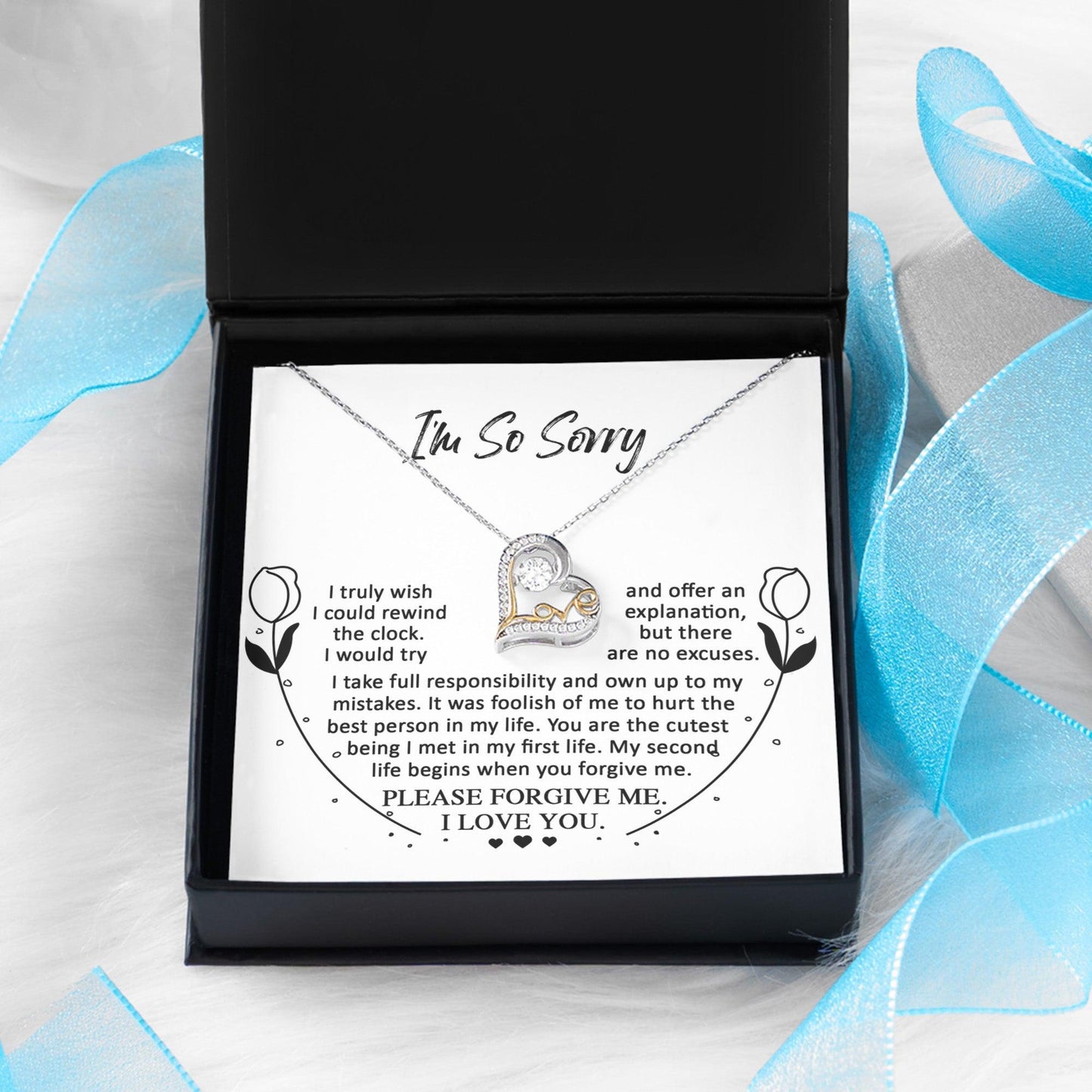 Apology Gift for Girlfriend, Wife, Soulmate - Sorry, My First Life - Love Dancing Heart Pendant Necklace - Mallard Moon Gift Shop