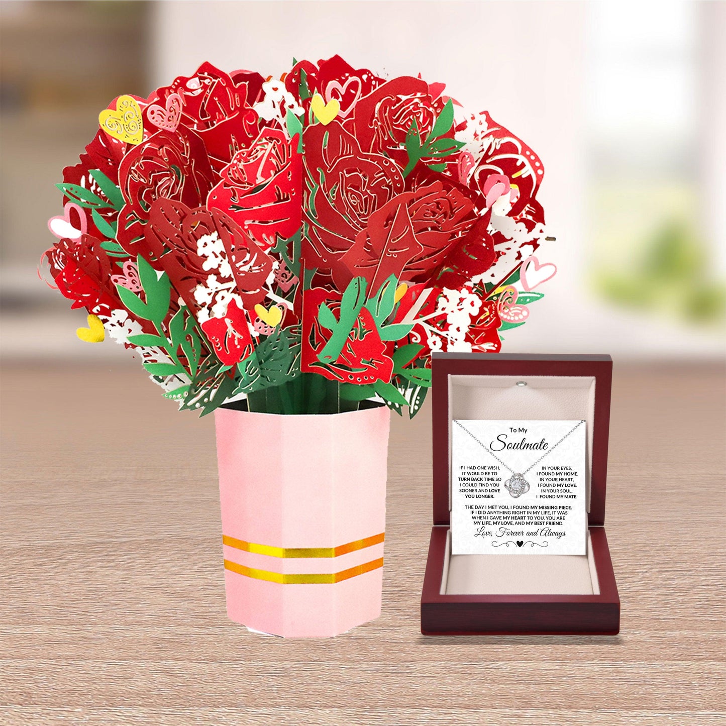To My Soulmate I Found My Missing Piece Love Knot Necklace with Message Card and Gift Box - Mallard Moon Gift Shop