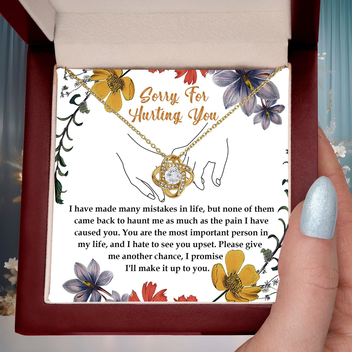 Apology Gift for Girlfriend, Wife, Soulmate- Sorry, Haunt Me - Love Knot Pendant Necklace - Mallard Moon Gift Shop