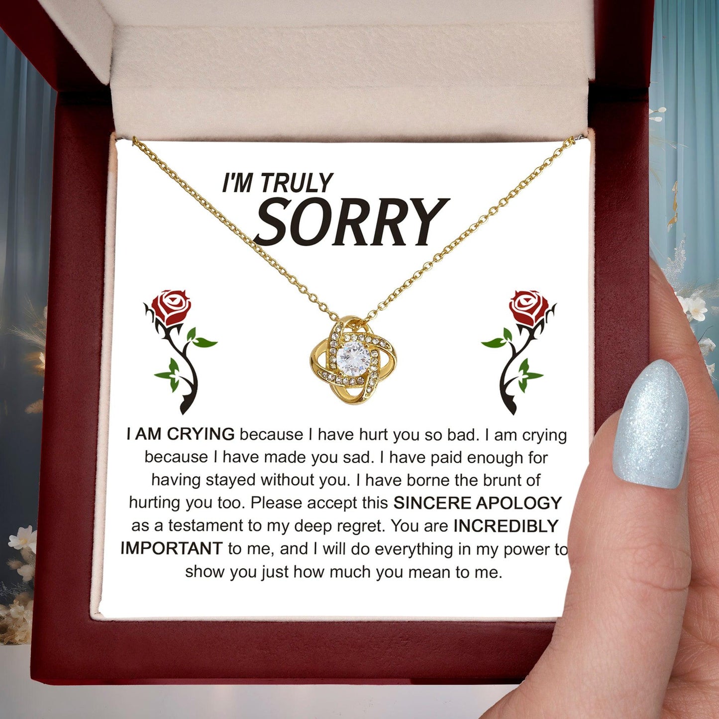 Apology Gift for Girlfriend, Wife, Soulmate - Sorry, Made You Sad - Love Knot Pendant Necklace - Mallard Moon Gift Shop