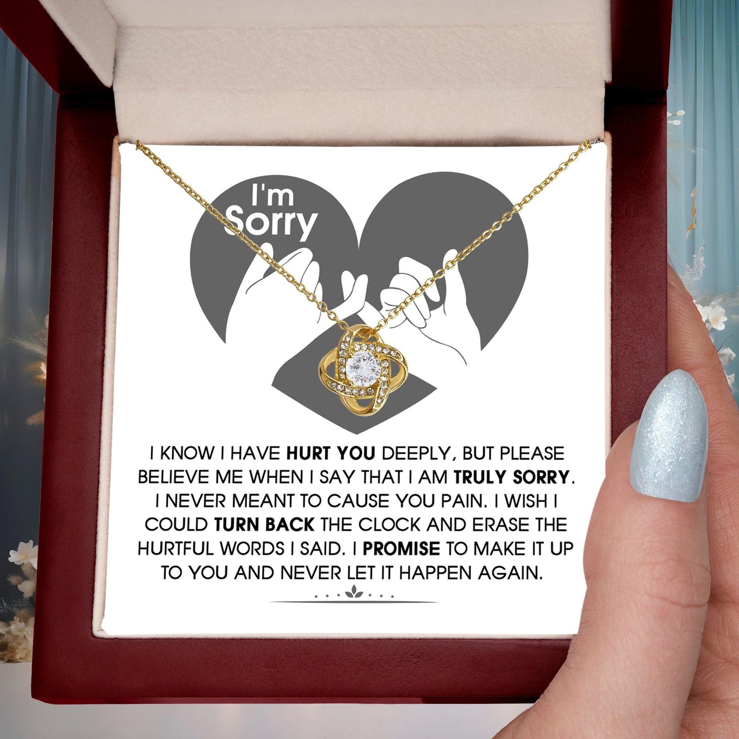 Apology Gift for Girlfriend, Wife, Soulmate - Sorry, Hurtful Words - Love Knot Pendant Necklace - Mallard Moon Gift Shop
