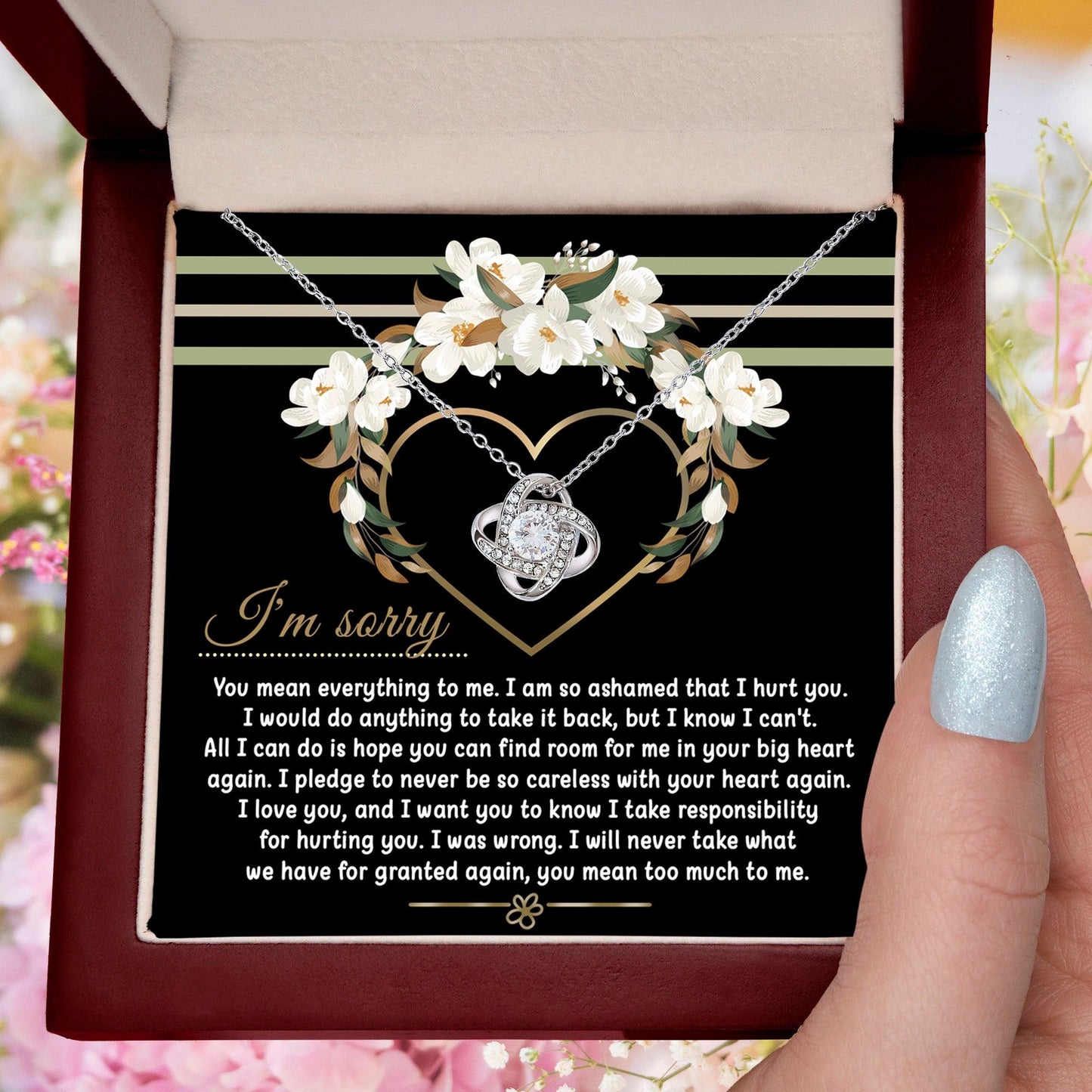 Apology Gift for Girlfriend, Wife, Soulmate - Sorry, Big Heart - Love Knot Pendant Necklace - Mallard Moon Gift Shop