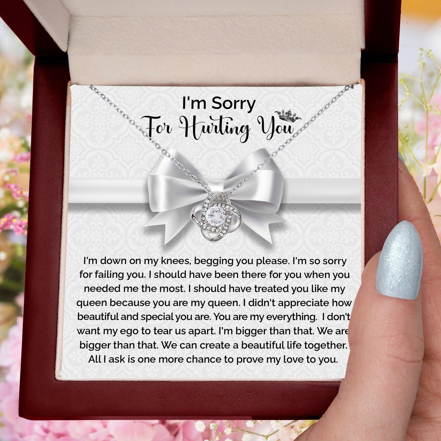 Apology Gift for Girlfriend, Wife, Soulmate - Sorry, My Queen - Love Knot Pendant Necklace - Mallard Moon Gift Shop
