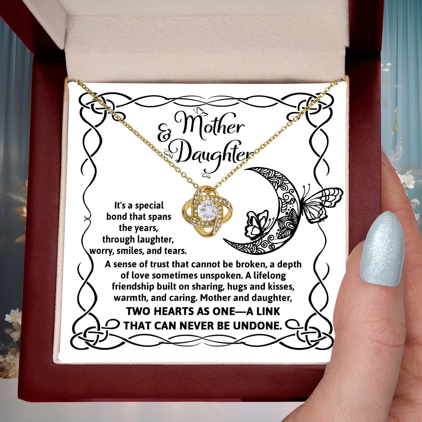 Mother and Daughter - A Special Bond Love Knot Pendant Necklace - Mallard Moon Gift Shop